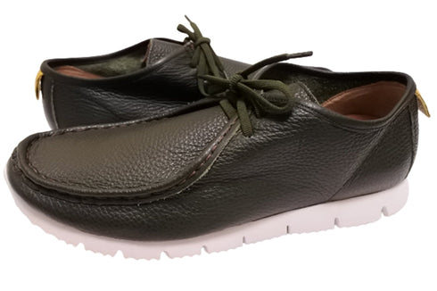 【arui_toe 3590 カーキ】本革コンフォートモカシン靴紐シューズ